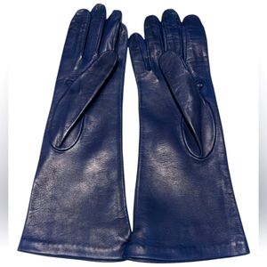 Saks Fifth avenue blue leather gloves 7.5